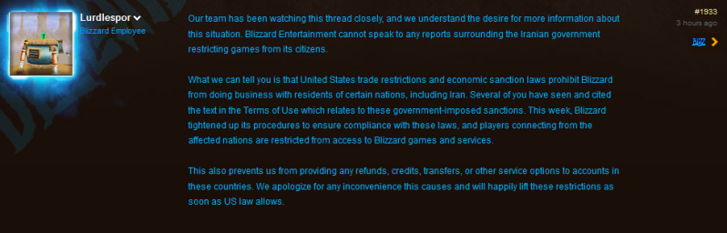 International Sanctions Shut Down World of Warcraft in Iran
